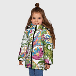 Куртка зимняя для девочки Fashionable floral Oriental pattern Summer 2025, цвет: 3D-светло-серый — фото 2