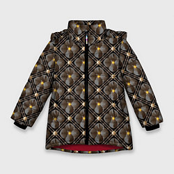 Куртка зимняя для девочки Объемные цветы 3D паттерн, цвет: 3D-красный