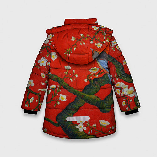 Зимняя куртка для девочки Птица на ветвях сакуры / 3D-Светло-серый – фото 2