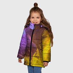 Куртка зимняя для девочки Неоновые фонари на шёлковой поверхности - Фиолетов, цвет: 3D-светло-серый — фото 2