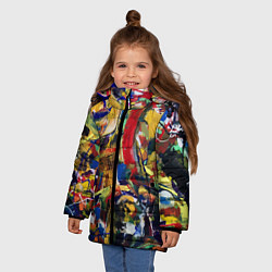 Куртка зимняя для девочки Смелые экспрессивные мазки краски, цвет: 3D-черный — фото 2