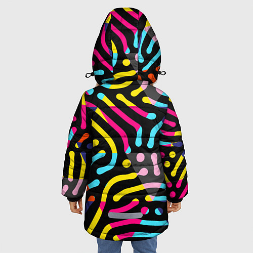 Зимняя куртка для девочки Красочный авангардный паттерн / 3D-Светло-серый – фото 4