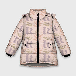 Куртка зимняя для девочки Геометрический абстрактный узор abstract geometric, цвет: 3D-светло-серый