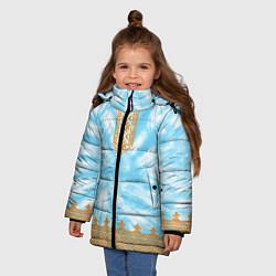 Куртка зимняя для девочки Славянская тай-дай рубаха, цвет: 3D-черный — фото 2