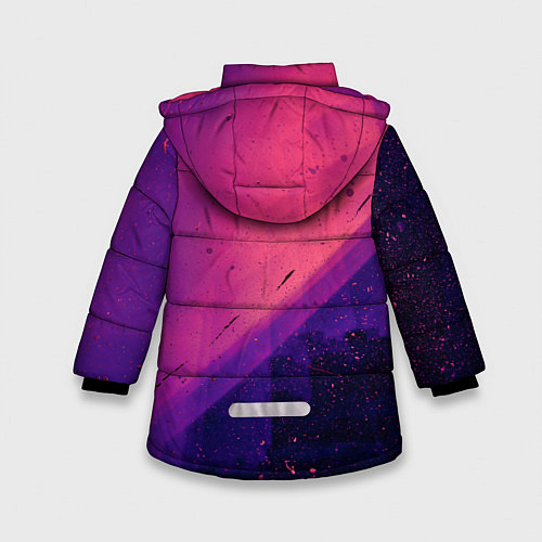 Зимняя куртка для девочки Неоновая пыль и лучи - Тёмно-розовый / 3D-Светло-серый – фото 2