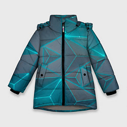 Куртка зимняя для девочки Неоновая киберпанк броня - Светло-синий, цвет: 3D-светло-серый