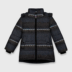 Куртка зимняя для девочки Прошитая кожа, цвет: 3D-черный