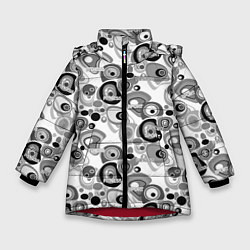 Куртка зимняя для девочки Black and white sport pattern, цвет: 3D-красный
