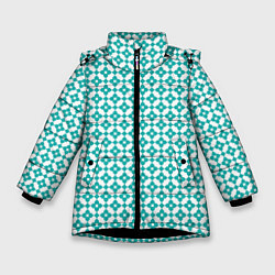 Зимняя куртка для девочки Бирюзовые классические узоры