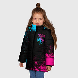 Куртка зимняя для девочки AEK Athens - Neon Gradient, цвет: 3D-черный — фото 2