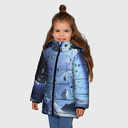 Куртка зимняя для девочки Космический пейзаж с ледяными скалами, цвет: 3D-красный — фото 2