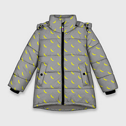 Зимняя куртка для девочки Бананы на сером фоне