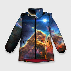 Куртка зимняя для девочки Бесконечное космическое пространство, цвет: 3D-красный