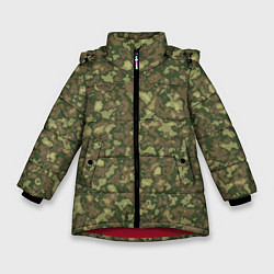 Куртка зимняя для девочки Камуфляж цифровой Флора-1 пиксель, цвет: 3D-красный