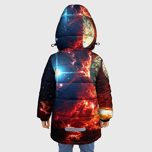 Зимняя куртка для девочки Яркая звезда в космическом пространстве / 3D-Светло-серый – фото 4