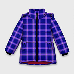 Зимняя куртка для девочки Фиолетовый клетчатый узор
