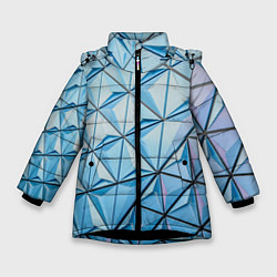 Зимняя куртка для девочки Абстрактная киберпанк броня - Голубой