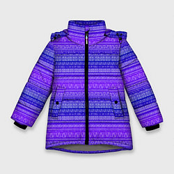 Зимняя куртка для девочки Узор в стиле бохо на фиолетовом фоне