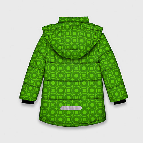 Зимняя куртка для девочки Зеленые круги и ромбы / 3D-Светло-серый – фото 2