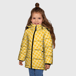 Куртка зимняя для девочки Белые крестики на желтом фоне, цвет: 3D-черный — фото 2