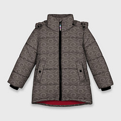 Куртка зимняя для девочки Серые волны узоры, цвет: 3D-красный