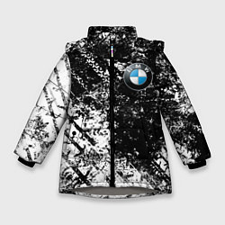 Куртка зимняя для девочки BMW : Испачканная ЧБ, цвет: 3D-светло-серый