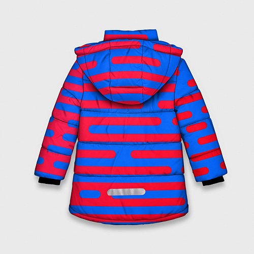 Зимняя куртка для девочки Красно-синие полосы / 3D-Светло-серый – фото 2