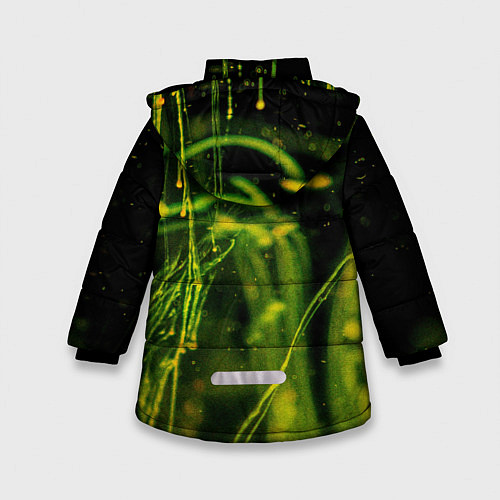 Зимняя куртка для девочки Абстрактные мазки красок - Жёлтый / 3D-Светло-серый – фото 2