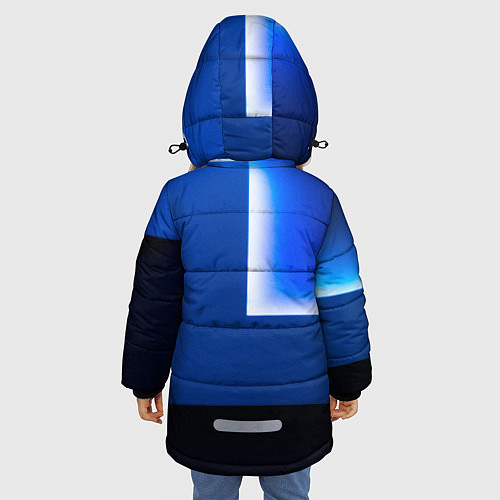 Зимняя куртка для девочки Абстрактные геометрические фигуры - Cиний / 3D-Светло-серый – фото 4