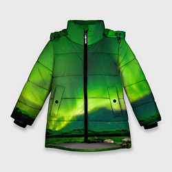 Зимняя куртка для девочки Абстрактное полярное сияние - Зелёный