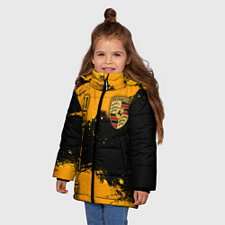 Куртка зимняя для девочки PORSCHE - ОРАНЖЕВЫЕ БРЫЗГИ, цвет: 3D-черный — фото 2