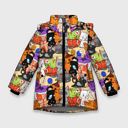 Куртка зимняя для девочки Котики-такие котики, цвет: 3D-светло-серый