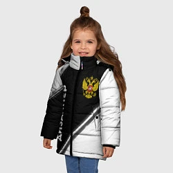 Куртка зимняя для девочки Дизайнер из России и Герб Российской Федерации, цвет: 3D-черный — фото 2