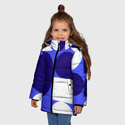 Куртка зимняя для девочки Абстрактный набор геометрических фигур - Синий фон, цвет: 3D-светло-серый — фото 2