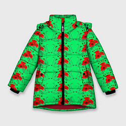 Зимняя куртка для девочки Blooming red poppies