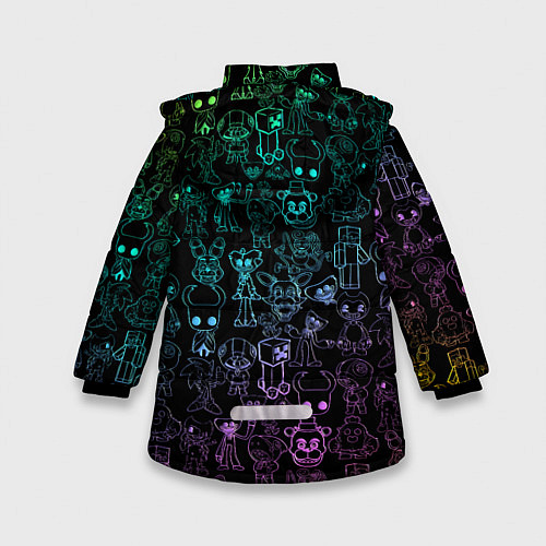 Зимняя куртка для девочки Персонажи из разных игр неон / 3D-Светло-серый – фото 2