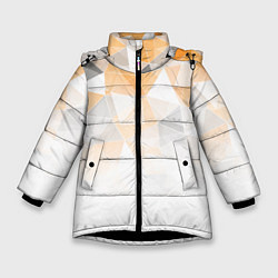 Зимняя куртка для девочки Однотонный белый и желто-серый геометрический