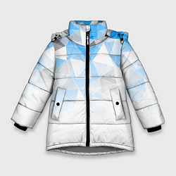 Куртка зимняя для девочки Исчезающие серо-голубые полигоны, цвет: 3D-светло-серый