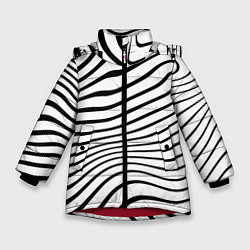 Куртка зимняя для девочки Волновой линейный растр - зебра, цвет: 3D-красный