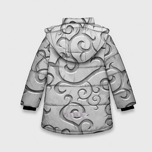 Зимняя куртка для девочки Ажурный орнамент на поверхности металла / 3D-Красный – фото 2