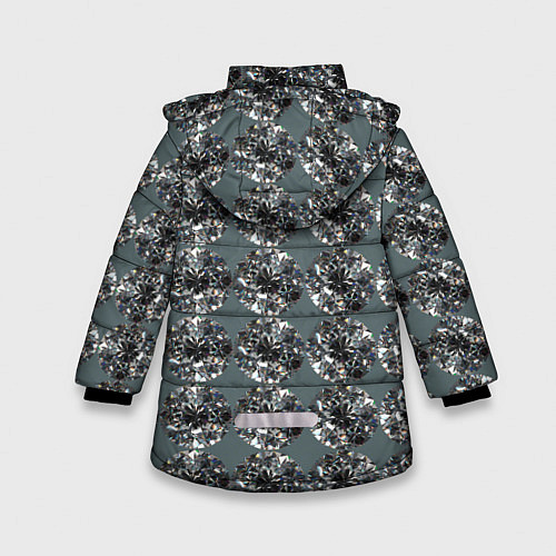 Зимняя куртка для девочки Бриллианты - текстура / 3D-Светло-серый – фото 2
