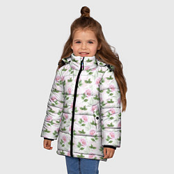 Куртка зимняя для девочки Садовые розы, паттерн, цвет: 3D-светло-серый — фото 2