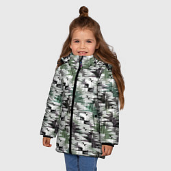 Куртка зимняя для девочки Абстрактный камуфляжный светлый, цвет: 3D-черный — фото 2