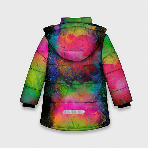 Зимняя куртка для девочки Разноцветные брызги кляксы / 3D-Светло-серый – фото 2