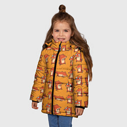 Куртка зимняя для девочки Лисички - такие лисички, цвет: 3D-черный — фото 2