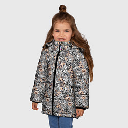 Куртка зимняя для девочки Тигрово-леопардовый геометрический, цвет: 3D-красный — фото 2