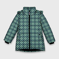 Куртка зимняя для девочки Геометрический бирюзовый узор на текстурированном, цвет: 3D-черный