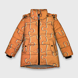Куртка зимняя для девочки Пазлы - паттерн, цвет: 3D-светло-серый