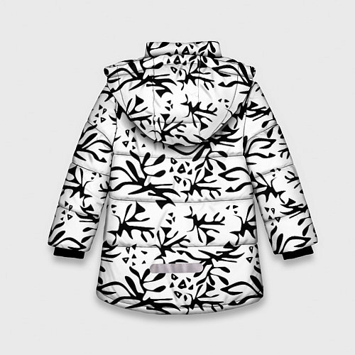 Зимняя куртка для девочки Черно белый абстрактный модный узор / 3D-Красный – фото 2