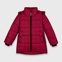 Куртка зимняя для девочки Черно-красная мелкая клетка, цвет: 3D-красный
